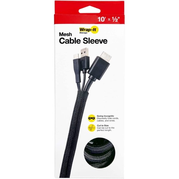 Wrap-It Storage - Mesh Cable Sleeve - Black