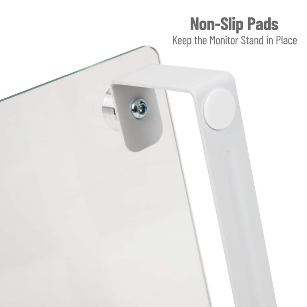 Mind Reader - Monitor Stand, Contemporary, Desktop Organizer, Laptop Riser, Office, Glass, 22"L x 8.25"W x 3"H - Clear - Image 3