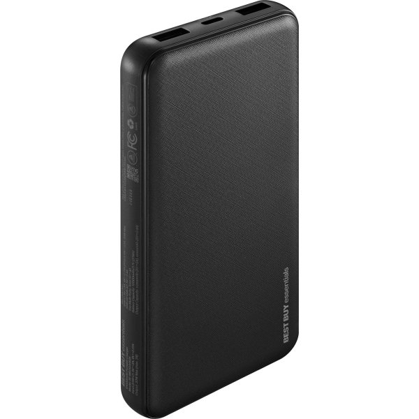 Best Buy essentials™ - 20W 10,000mAh Portable Charger for Most Smartphones, Tablets and USB Devices - Black - Image 2