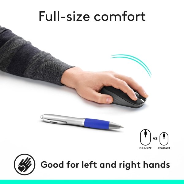 Logitech - M190 Wireless Optical Ambidextrous Mouse - Wireless - Charcoal - Image 2