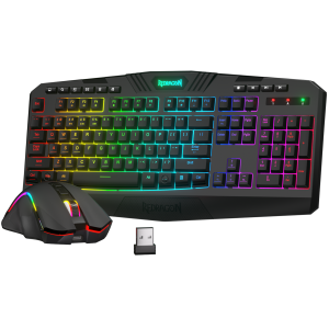 REDRAGON - S101P-KS Wireless Gaming Keyboard and Mouse Combo, RGB Backlit Gaming Keyboard & 4800 DPI Gaming Mouse, Value Combo Set - Black