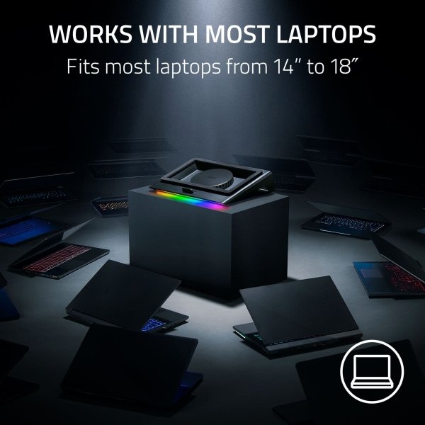 Razer - Laptop Cooling Pad with Intelligent Fan Control and Chroma RGB for Laptops 14" to 18" - Black - Image 3