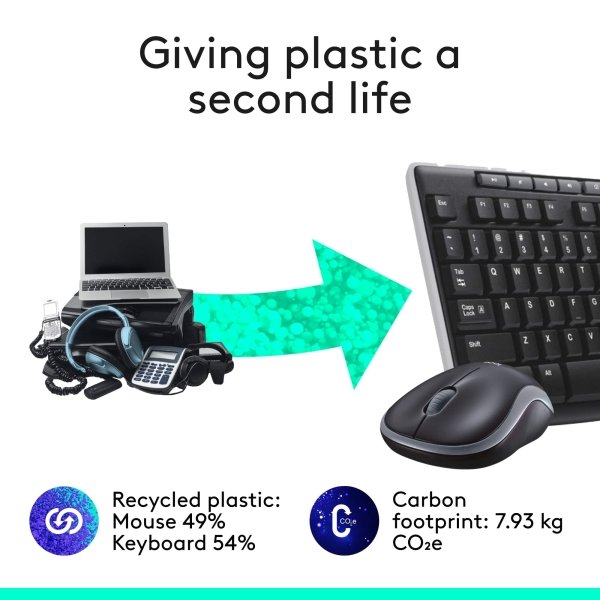 Logitech - MK270 Full-size Wireless Membrane Keyboard and Mouse Bundle for PC - Black - Image 3