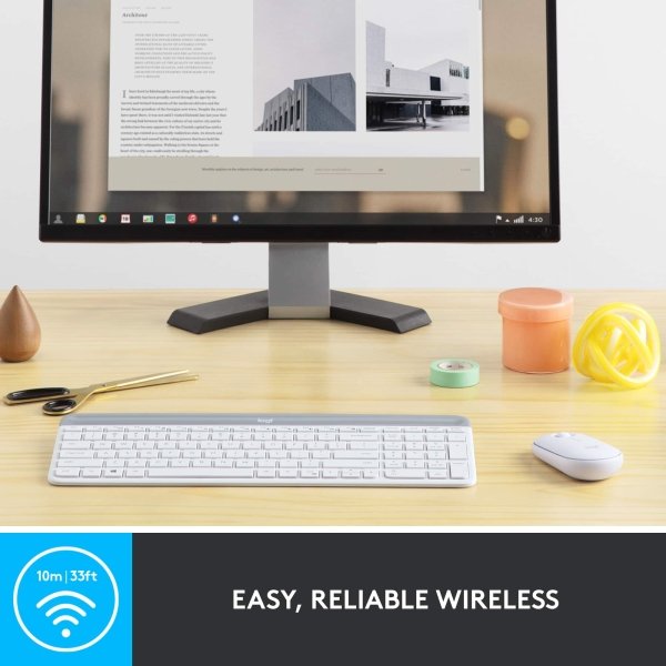 Logitech - MK470 Full-size Wireless Scissor Keyboard and Mouse Bundle for Windows with Quiet clicks - Off-White - Image 3