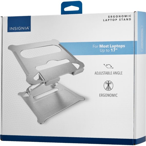 Insignia™ - Ergonomic Laptop Stand with Adjustable Height and Angle for Laptops up to 17" Wide - Silver - Open Box - Good - Image 3