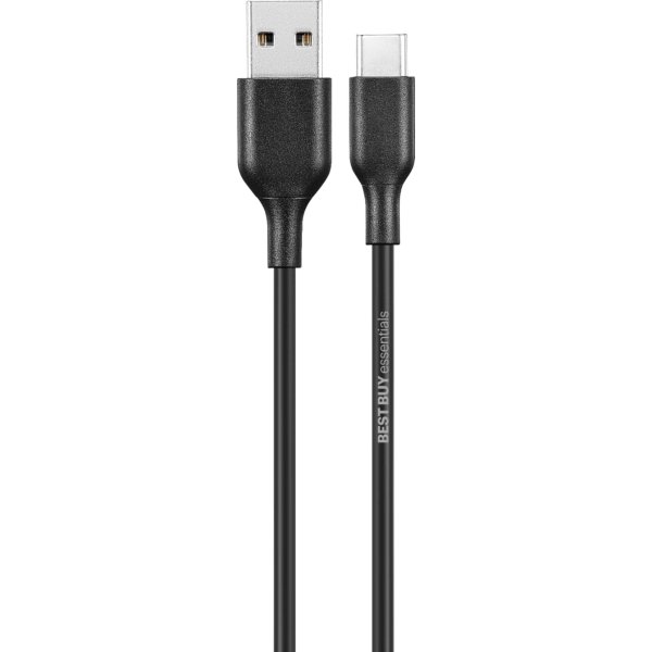 Best Buy essentials™ - 3' USB-A to USB-C Charge-and-Sync Cable - Black - Image 2