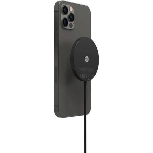 mophie - Snap+ 15W Fast Charge Wireless Charger with MagSafe Compatibility - Black - Image 2