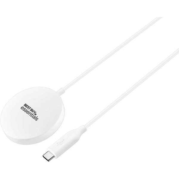 Best Buy essentials™ - Magnetic 7.5W Wireless Charger for iPhone 16/15/14/13/12 Series MagSafe Compatible Devices - White - Image 2