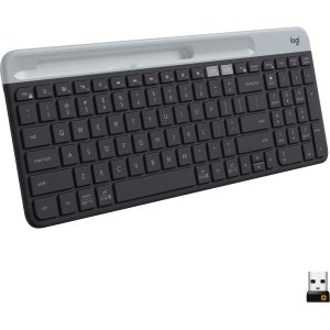 Logitech - K585 Full-size Wireless Scissor Keyboard for Windows, Mac, Chrome, Android with Build-in Cradle for device - Graphite