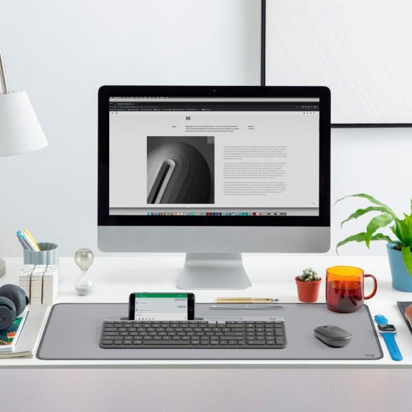 Logitech - K585 Full-size Wireless Scissor Keyboard for Windows, Mac, Chrome, Android with Build-in Cradle for device - Graphite - Image 2