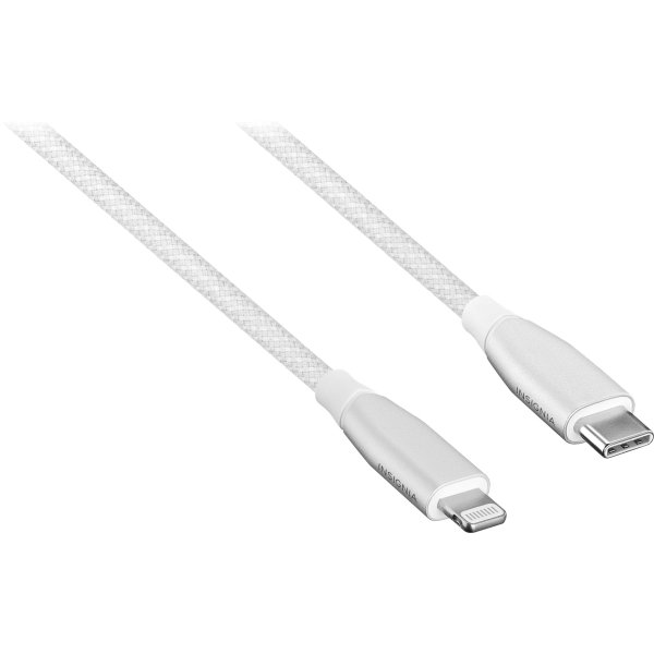 Insignia™ - 4' USB-C to Lightning Charge-and-Sync Cable with Braided Jacket - White - Image 2