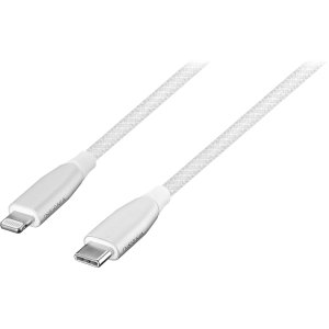 Insignia™ - 4' USB-C to Lightning Charge-and-Sync Cable with Braided Jacket - White