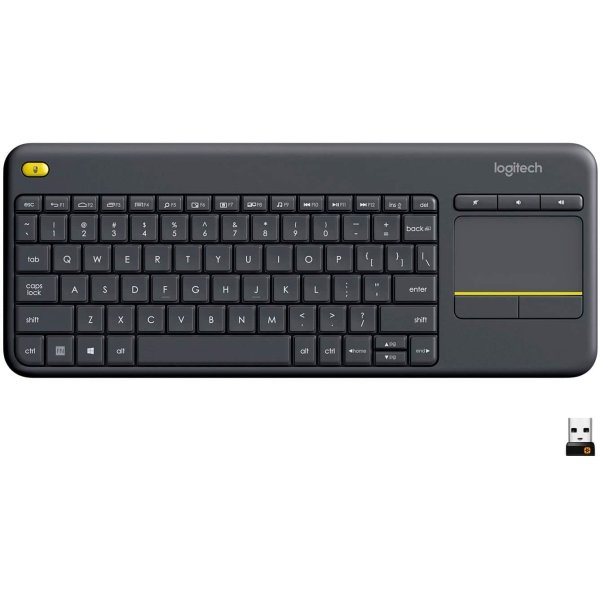 Logitech - K400 Plus TKL Wireless Membrane Keyboard for PC/TV/Laptop/Tablet with Built-in Touchpad - Black