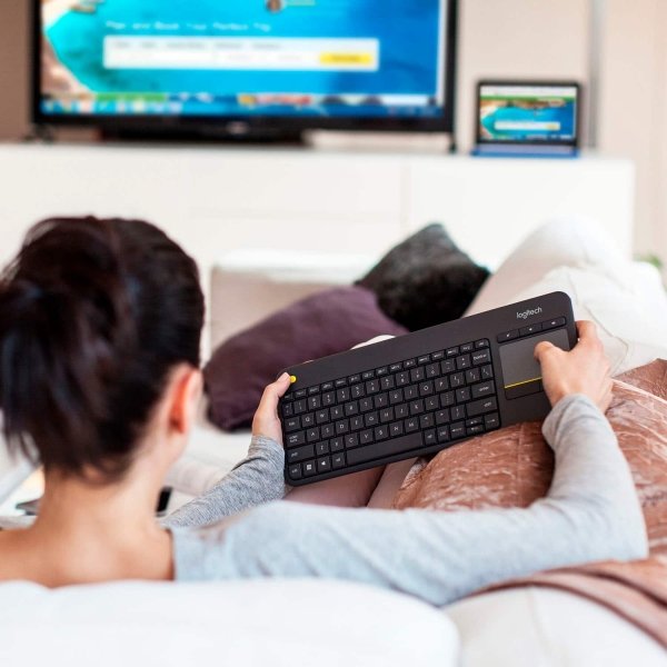 Logitech - K400 Plus TKL Wireless Membrane Keyboard for PC/TV/Laptop/Tablet with Built-in Touchpad - Black - Image 2