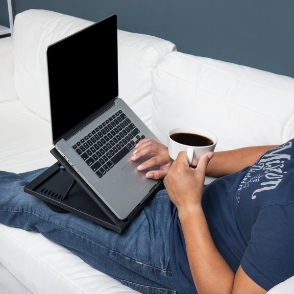 Mind Reader - Lap Desk Laptop Stand, Bed Tray, Collapsible, Cushion, Portable, Dorm, Plastic, 14.75"L x 11"W x 7.3"H - Black - Image 2