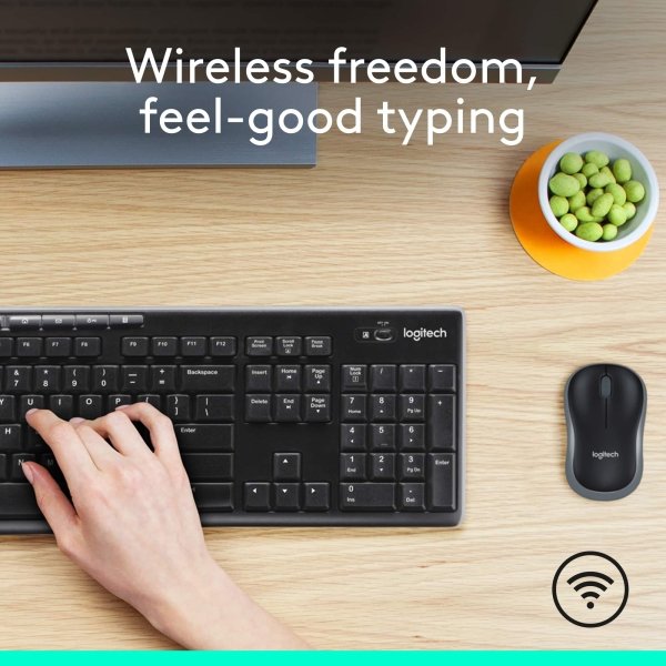 Logitech - MK270 Full-size Wireless Membrane Keyboard and Mouse Bundle for PC - Black - Image 2