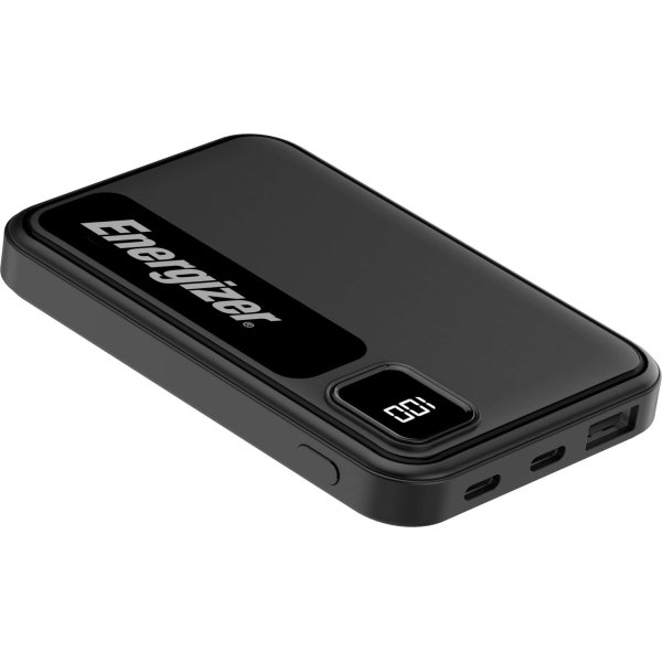 Energizer - MAX 5,000mAh 15W USB-C 3-Port Universal Portable Battery Charger/Power Bank w/ LCD screen for Smartphones & Accessories - Black