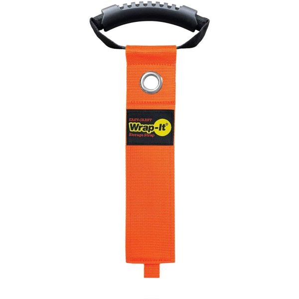 Wrap-It Storage - Easy-Carry Strap - 22-inch - Hook and Loop Carrying Strap with Handle and Grommet - Blaze Orange - Image 2