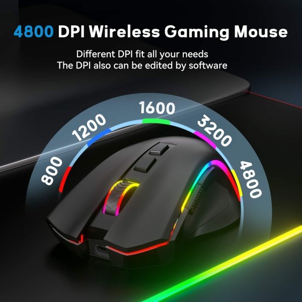 REDRAGON - S101P-KS Wireless Gaming Keyboard and Mouse Combo, RGB Backlit Gaming Keyboard & 4800 DPI Gaming Mouse, Value Combo Set - Black - Image 3