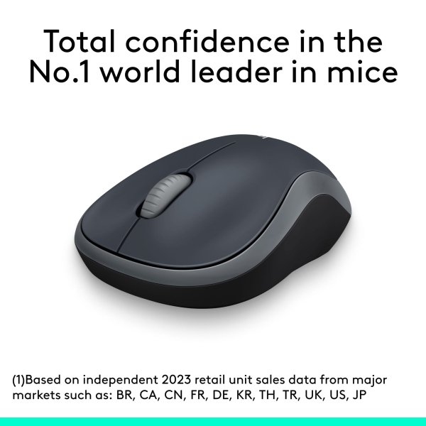 Logitech - M185 Wireless Optical Ambidextrous Mouse - Wireless - Swift Gray - Image 2