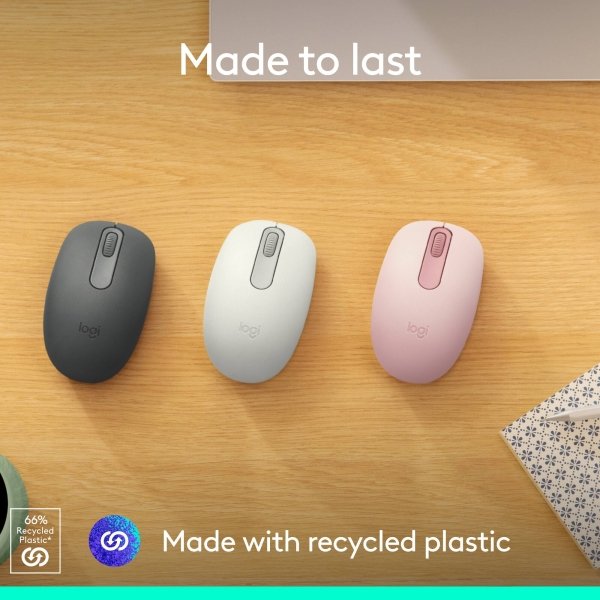 Logitech - M196 Lightweight Bluetooth Wireless Optical Mouse Compact 3-Button Ambidextrous Mouse with Smooth Tracking - Wireless - Off-White - Image 3