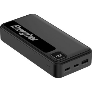 Energizer - MAX 20,000mAh 15W USB-C 3-Port Universal Portable Battery Charger/Power Bank w/ LCD screen for Smartphones & Accessories - Black